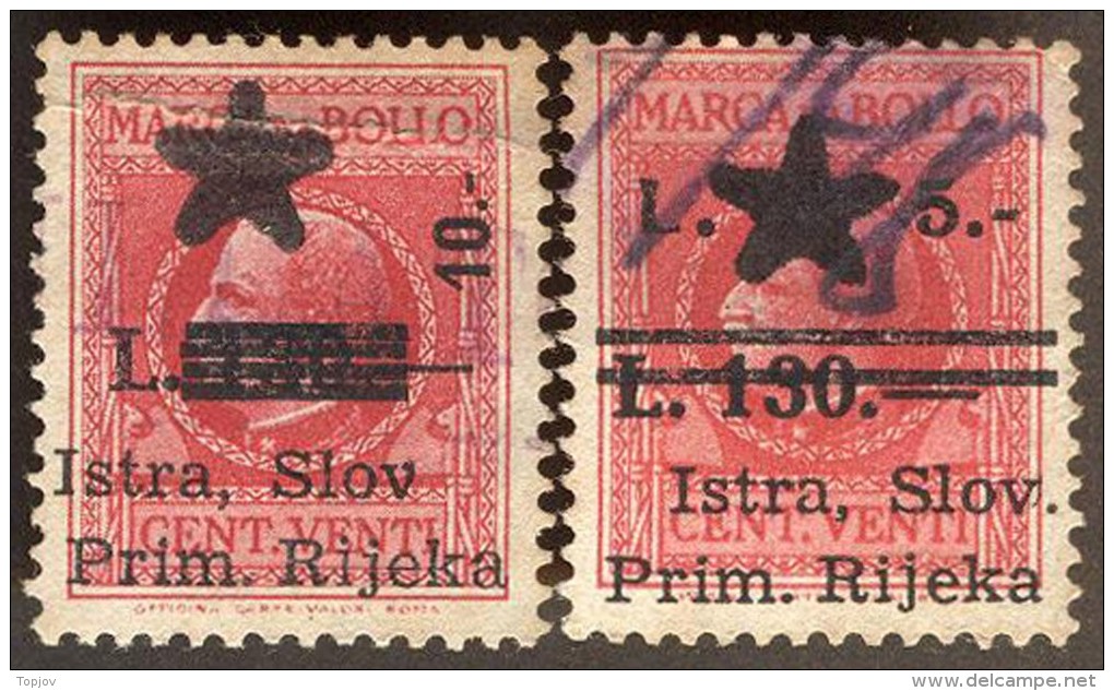 ITALY - YUGOSLAVIA - ISTRA - RIJEKA - ZONE  B - REVENUE Ovpt. - 1946 - Fiscaux
