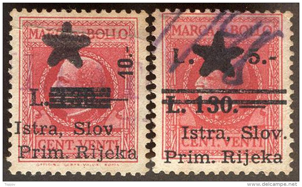 ITALY - YUGOSLAVIA - ISTRA - RIJEKA - ZONE  B - REVENUE Ovpt. - 1946 - Fiscale Zegels