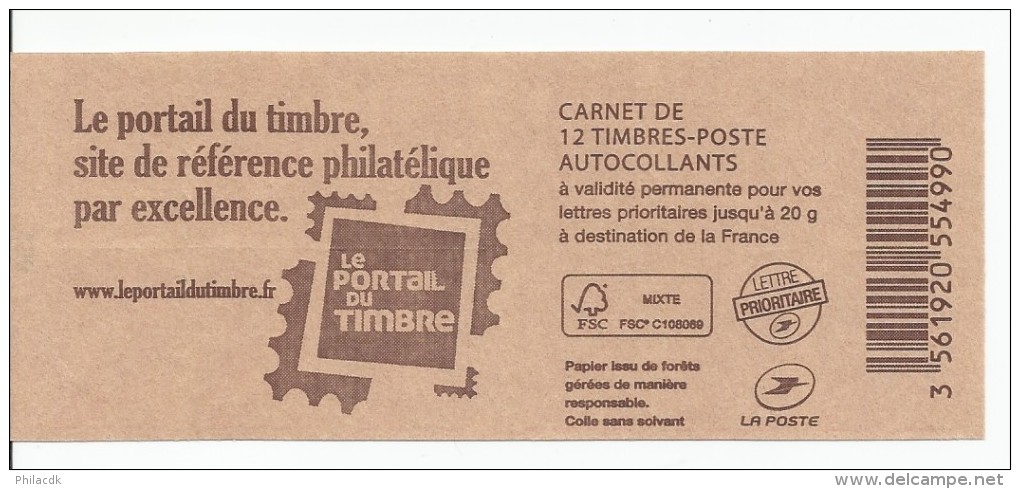 FRANCE - CARNET DE 12 TIMBRES NEUFS** MARIANNE DE CIAPPA ET KAWENA "LE PORTAIL DU TIMBRE" - N°051 - Autres & Non Classés