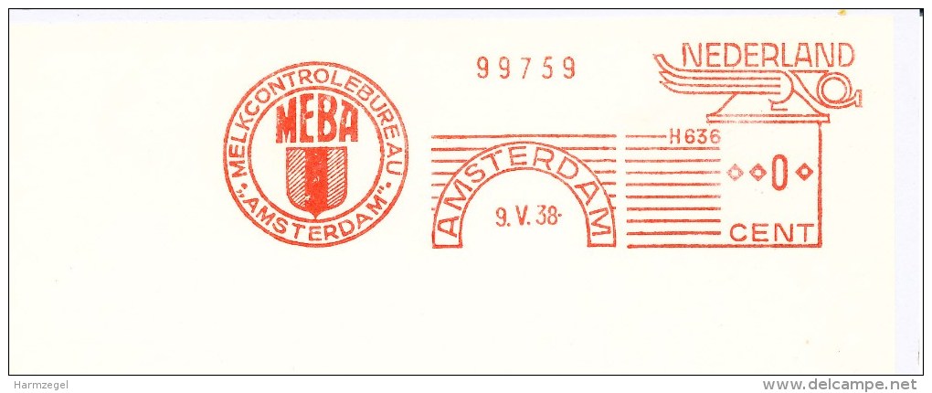 Ema, Meter, H636, Modelprint, Melk, Milk, MEBA (started 1927 To Prevent Typhus, Diphtheria, Tuberculosis) - Levensmiddelen