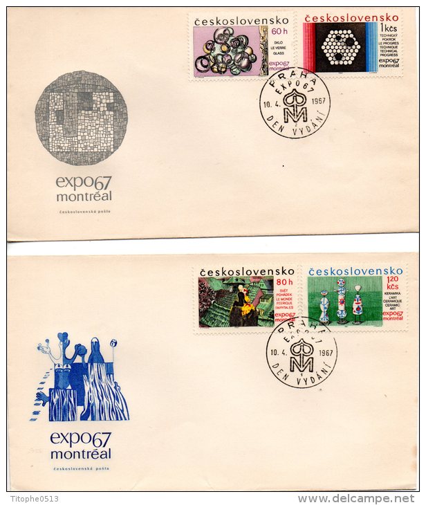TCHECOSLOVAQUIE. N°1562-5 De 1967 Sur 2 Enveloppes 1er Jour. Expo. De Montréal. - 1967 – Montréal (Canada)