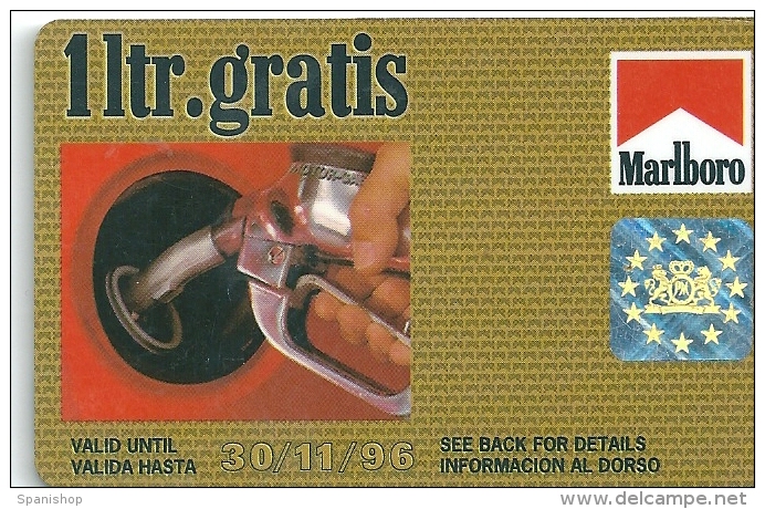 Gasoil - Gasoline - Oil Card MARLBORO - Free 1 L In Gibraltar - Promotional - Other & Unclassified