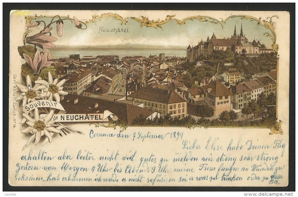 NEUCHÂTEL Souvenir Cornaux Delémont Feldpost 1899 - Cornaux