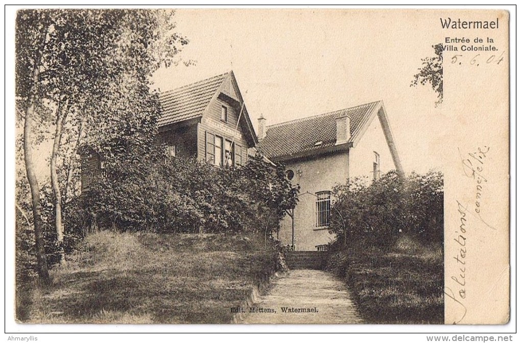 Watermael Boitsfort Watermaal Bosvoorde Villa Coloniale  Entree Edit Mettens 1904 - Watermael-Boitsfort - Watermaal-Bosvoorde