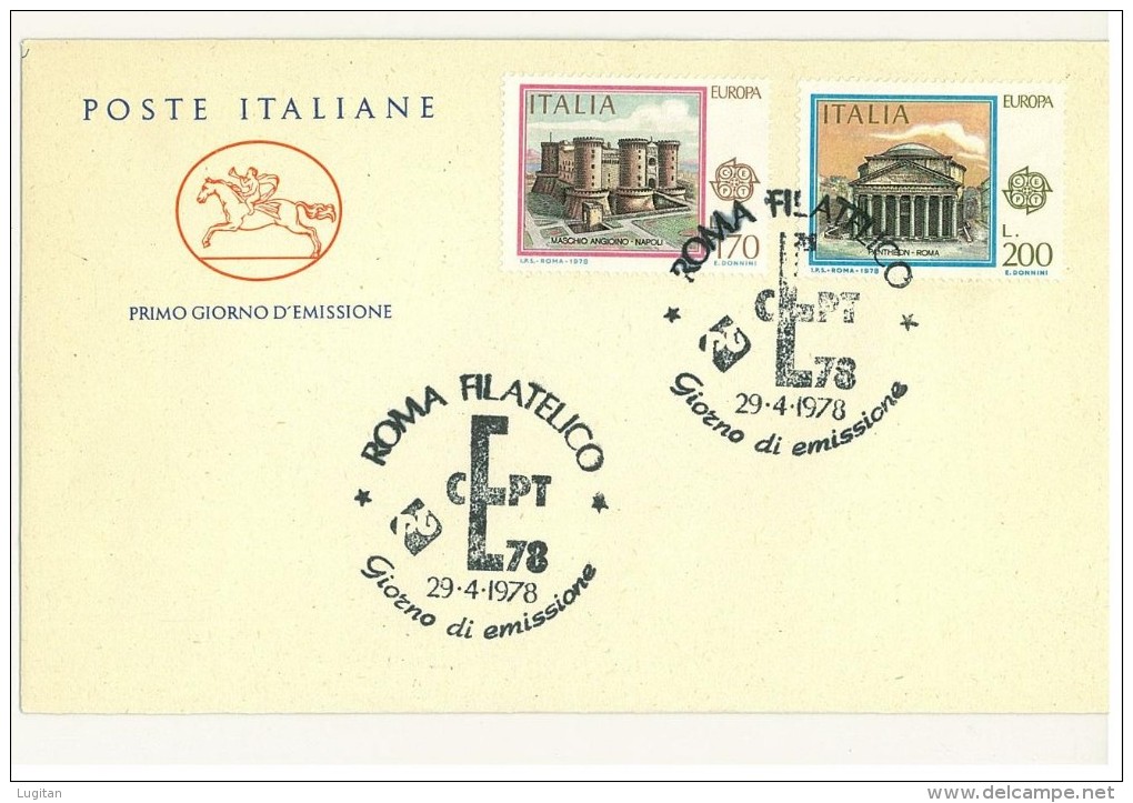 ITALIA FDC CAVALLINO - EUROPA CEPT - ANNO 1978 - FDC