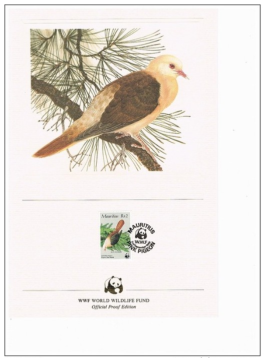 C1020 WWF VOGELS BIRDS OISEAUX VÖGEL AVES DUIF DOVE TAUBE MAURITIUS 1985 PROOF EDITIONS - Autres & Non Classés