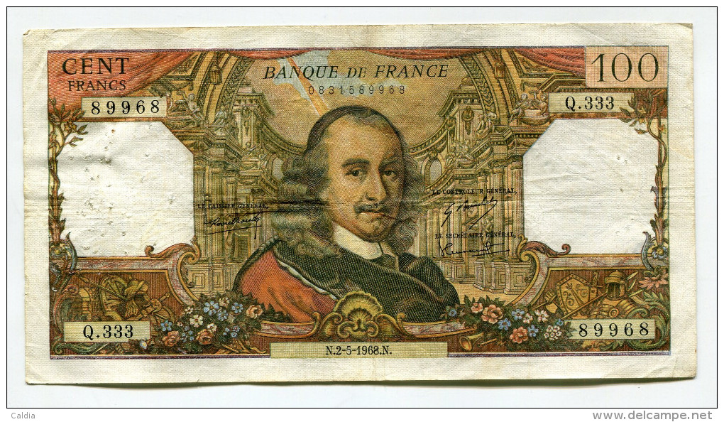 P France 100 Francs "" CORNEILLE "" 2 - 5 - 1968 # 2 - 100 F 1964-1979 ''Corneille''
