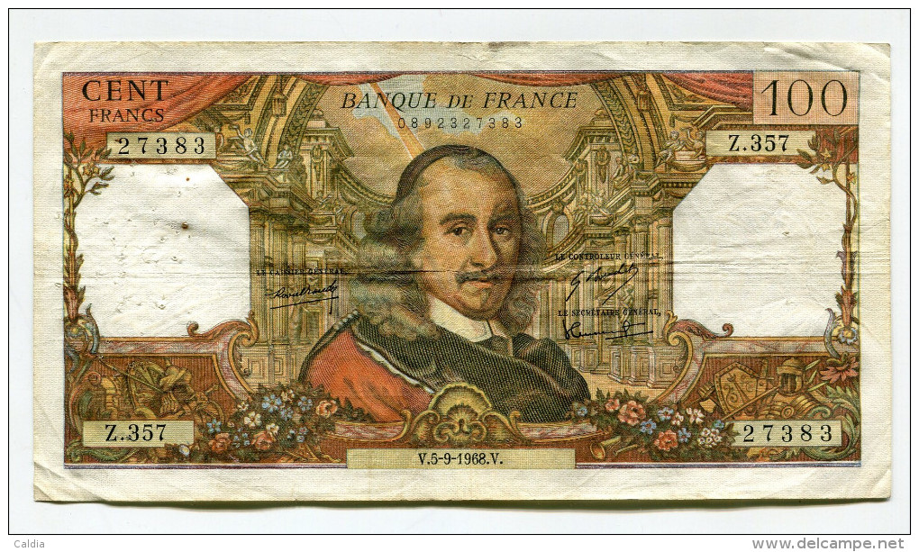 P France 100 Francs "" CORNEILLE "" 5 - 9 - 1968 # 1 - 100 F 1964-1979 ''Corneille''