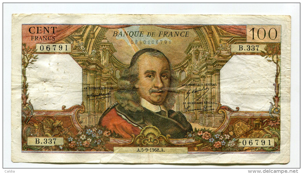 P France 100 Francs "" CORNEILLE "" 5 - 9 - 1968 # 2 - 100 F 1964-1979 ''Corneille''