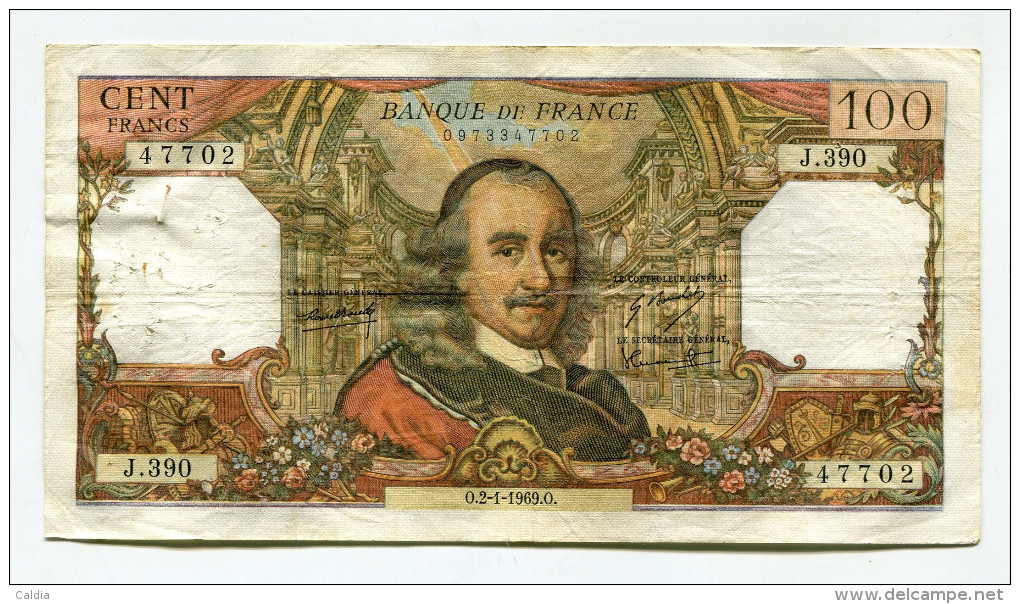 P France 100 Francs "" CORNEILLE "" 2 - 1 - 1969 - 100 F 1964-1979 ''Corneille''