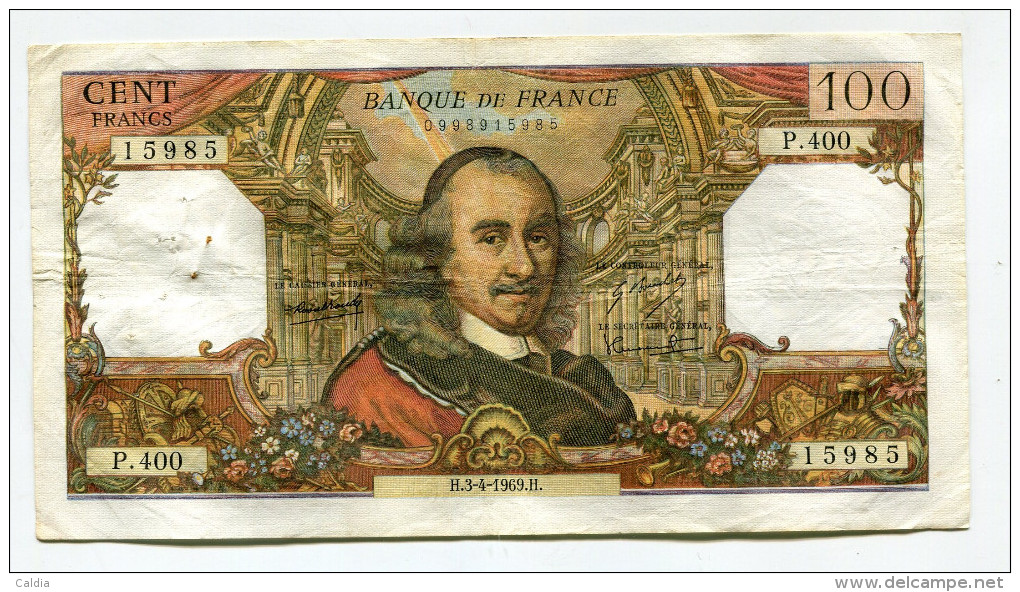 P France 100 Francs "" CORNEILLE "" 3 - 4 - 1969 # 2 - 100 F 1964-1979 ''Corneille''