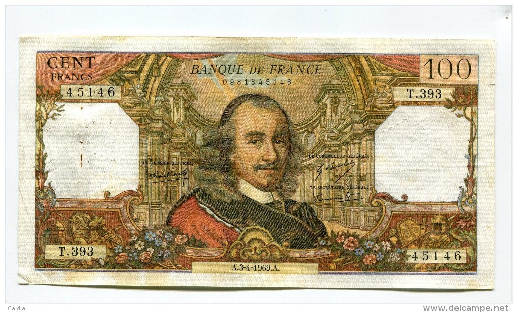 P France 100 Francs "" CORNEILLE "" 3 - 4 - 1969 # 3 - 100 F 1964-1979 ''Corneille''