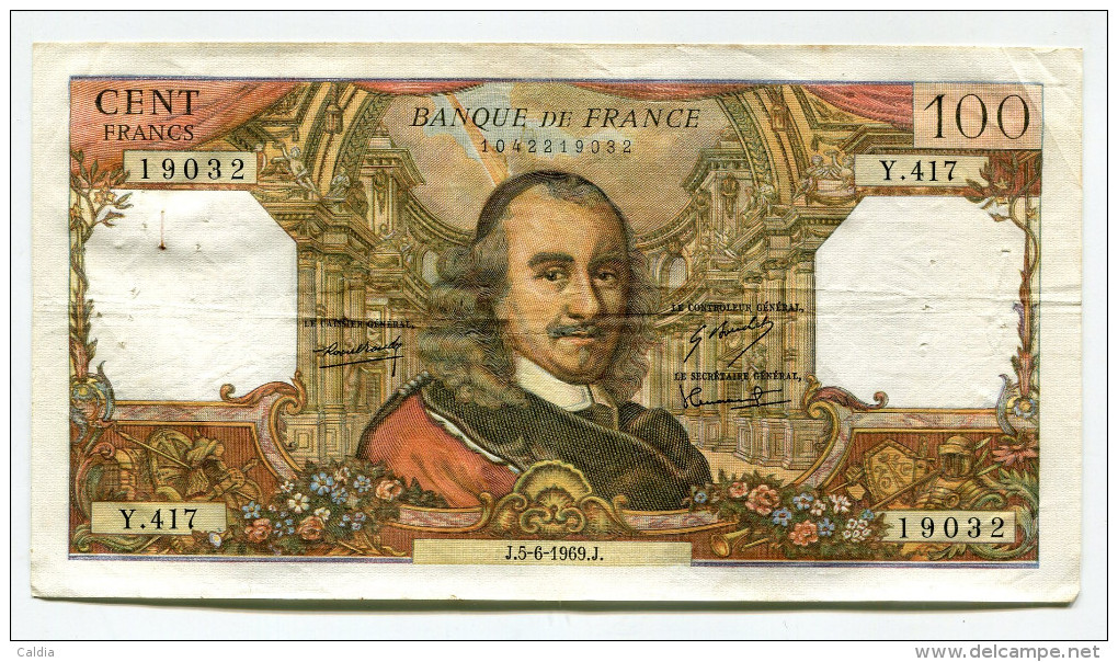 P France 100 Francs "" CORNEILLE "" 5 - 6 - 1969 - 100 F 1964-1979 ''Corneille''