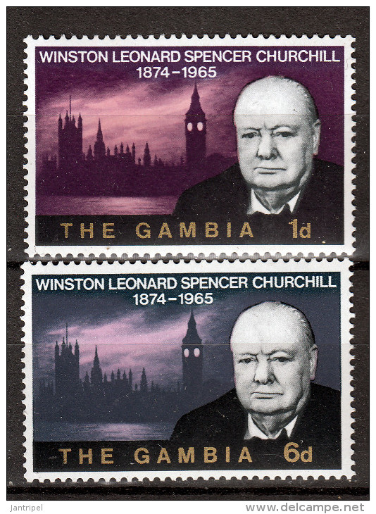 CHURCHILL  BRITISH ANTARCTICA  SHEET  & GAMBIA  2 VALUES  MNH - Neufs