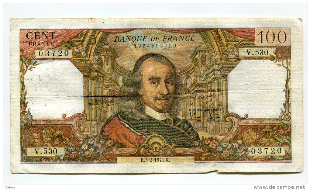 P France 100 Francs "" CORNEILLE "" 4 - 2 - 1971  # 2 - 100 F 1964-1979 ''Corneille''