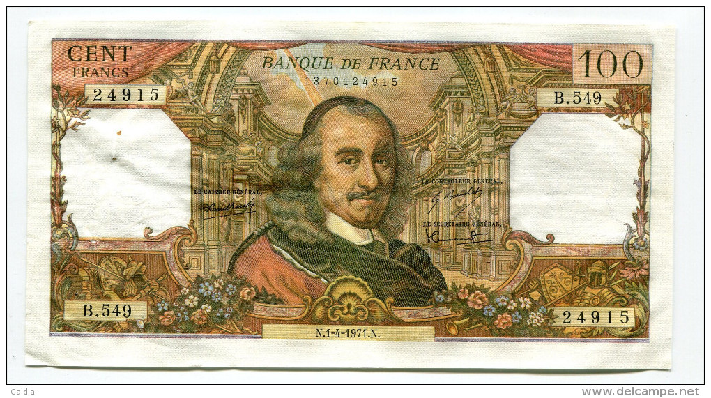 P France 100 Francs "" CORNEILLE "" 1 - 4 - 1971  # 4 - 100 F 1964-1979 ''Corneille''