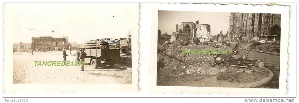 WW2 PHOTO ORIGINALE Soldats Allemands & Destructions à BEAUVAIS OISE PICARDIE 1940 - 1939-45