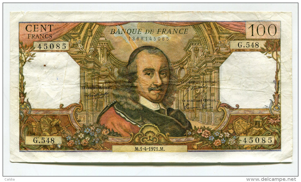 P France 100 Francs "" CORNEILLE "" 1 - 4 - 1971  # 10 - 100 F 1964-1979 ''Corneille''