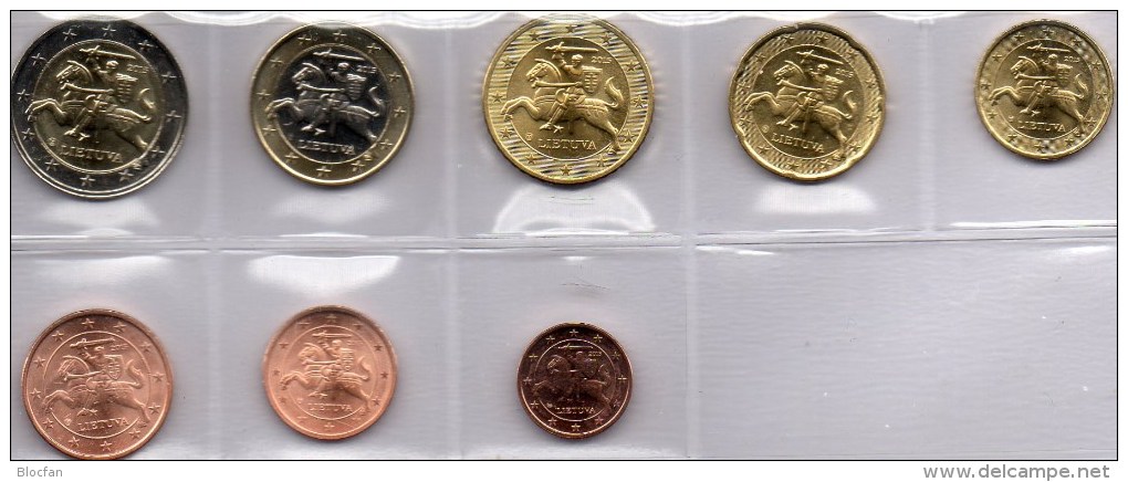 New EURO-Einführung Litauen 2015 Stg 22€ Stempelglanz Der Staatliche Münze Vilnius Set 1C-2€ Coins Republik Of Lithuiana - Litauen