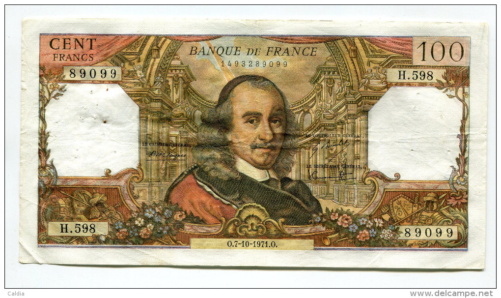 P France 100 Francs "" CORNEILLE "" 7 - 10 - 1971  # 1 - 100 F 1964-1979 ''Corneille''