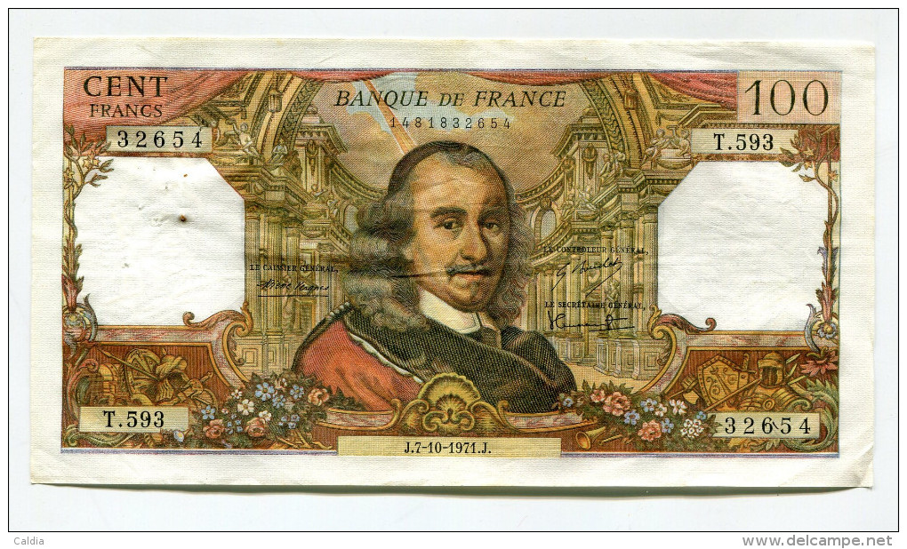 P France 100 Francs "" CORNEILLE "" 7 - 10 - 1971  # 2 - 100 F 1964-1979 ''Corneille''