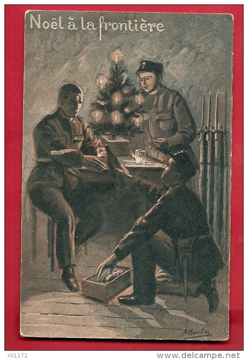 DDS-24 Noël à La Frontière, Cadeaux, Sapin, Militaires. Non Circulé, Tache Au Dos. - Sonstige & Ohne Zuordnung