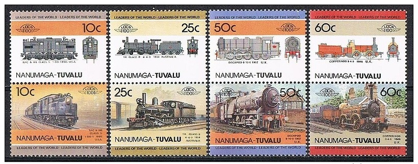 B010 TREINEN TRAINS ZUGE EISENBAHN LOCOMOTIVES SPOOR SPUR TUVALU NANUMAGA 1985 PF/MNH - Trains