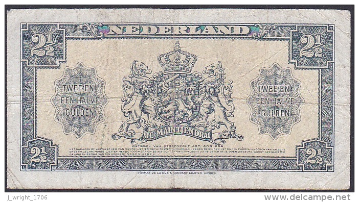 Netherlands, 2 1/2 Gulden, P.71 (1945) VG - 2 1/2 Gulden