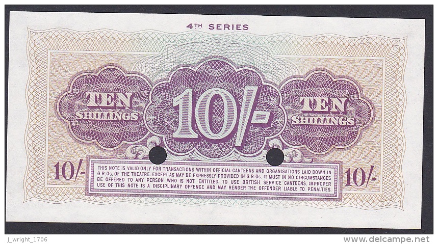 British Armed Forces, 10 Shillings (4th Series) UNC (CANCELLATION HOLES) - British Armed Forces & Special Vouchers