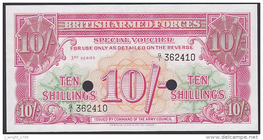 British Armed Forces, 10 Shillings (3rd Series) UNC (CANCELLATION Holes) - British Armed Forces & Special Vouchers