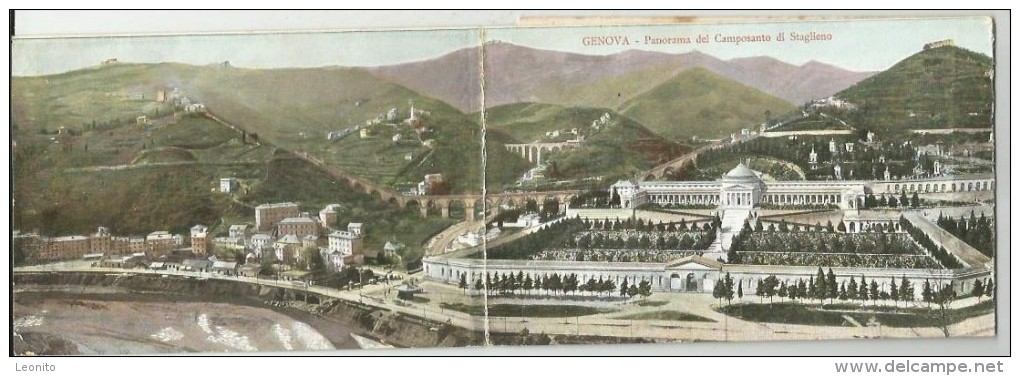 GENOVA Panorama Del Camposanto Di Staglieno Hotel SMITH (3 Parti) 9 X 41 Cm ! 1906 - Genova (Genoa)