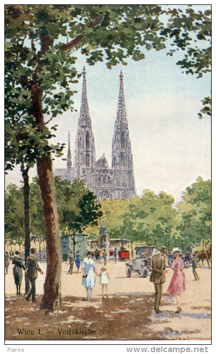Austria - Vienna (Wien) - Votivkirche /Votive Church [from Paul Kaspar, Viennese Artist, Painting] CPA Postcard - Iglesias