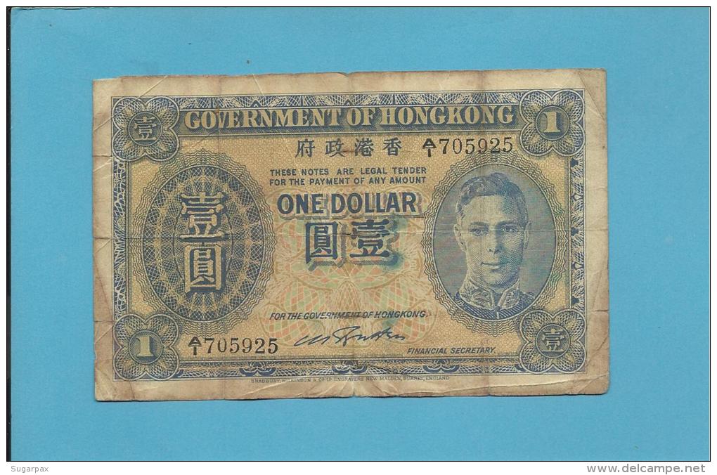 HONG KONG - 1 DOLLAR - ND ( 1940 - 41 ) - P 316 - KING GEORGE VI - 2 Scans - Hong Kong