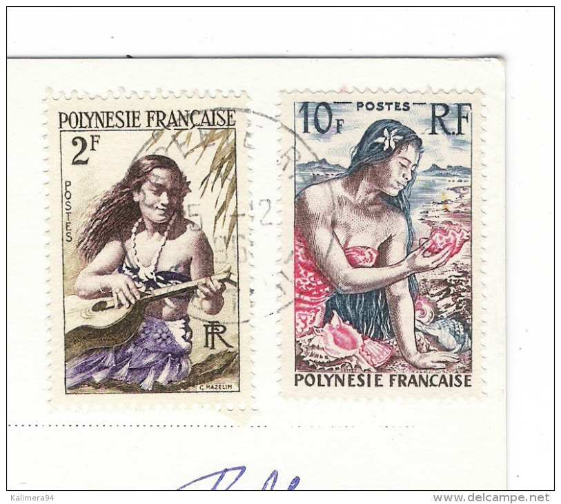 TAHITI  /  POLYNESIE  FRANCAISE  /  DANSES  AU  BORD  DU  LAGON  /  Superbes Timbres   ( Cachet PAPEETE De 1961 ) - Polynésie Française