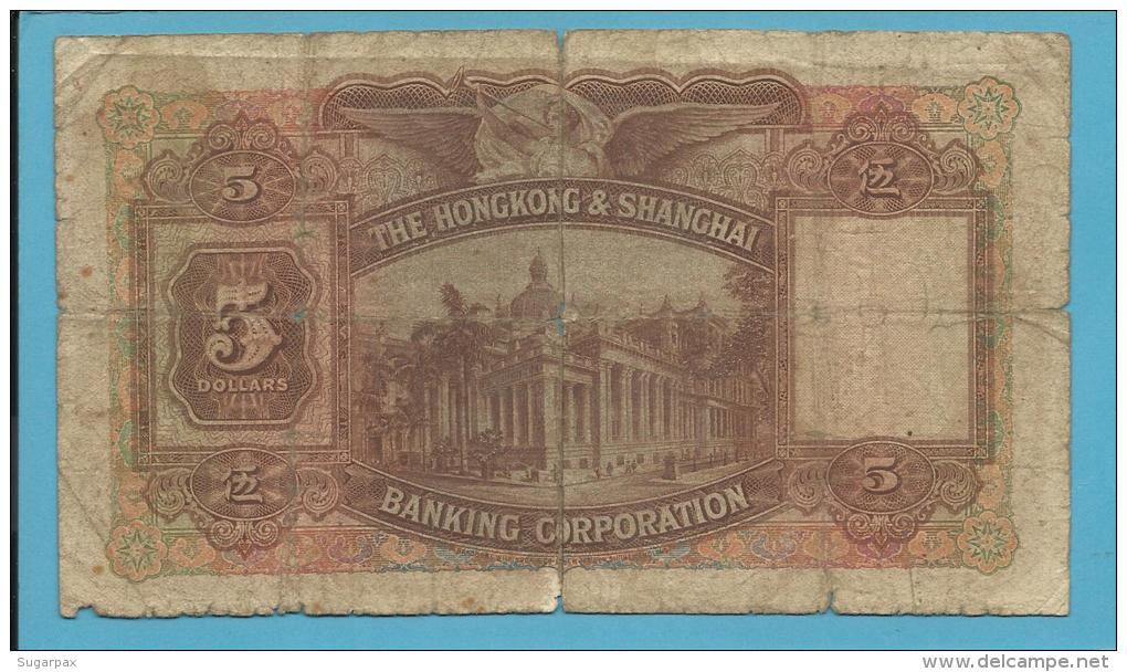 HONG KONG - 5 DOLLARS - 1941 - P 173.d - 2 Scans - Hongkong