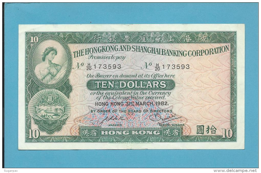 HONG KONG - 10 DOLLARS - 31.03.1982 - P 182.j - 2 Scans - Hongkong