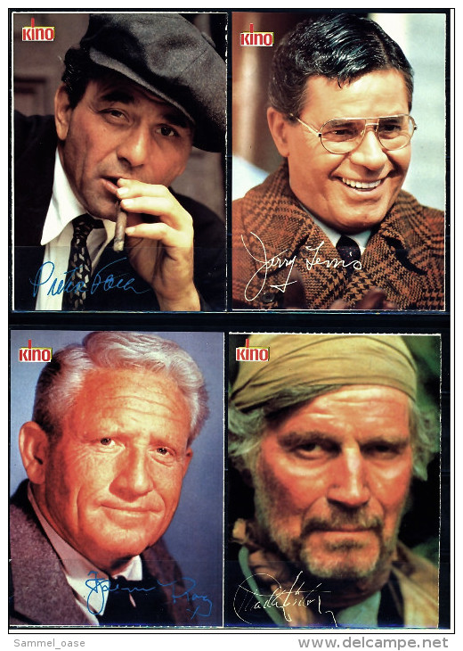 4 X Kino-Autogrammkarte  -  Repro, Signatur Aufgedruckt  -  Jerry Lewis  -  Spencer Tracy  -  Peter Falk - Autographs
