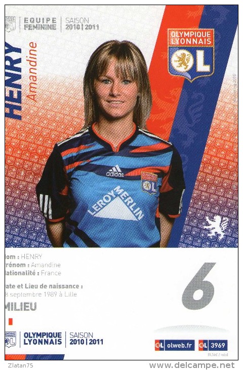 FOOTBALL  @@  OLYMPIQUE LYONNAIS  ** EQUIPE FEMININE  ** HENRY AMANDINE - Fútbol