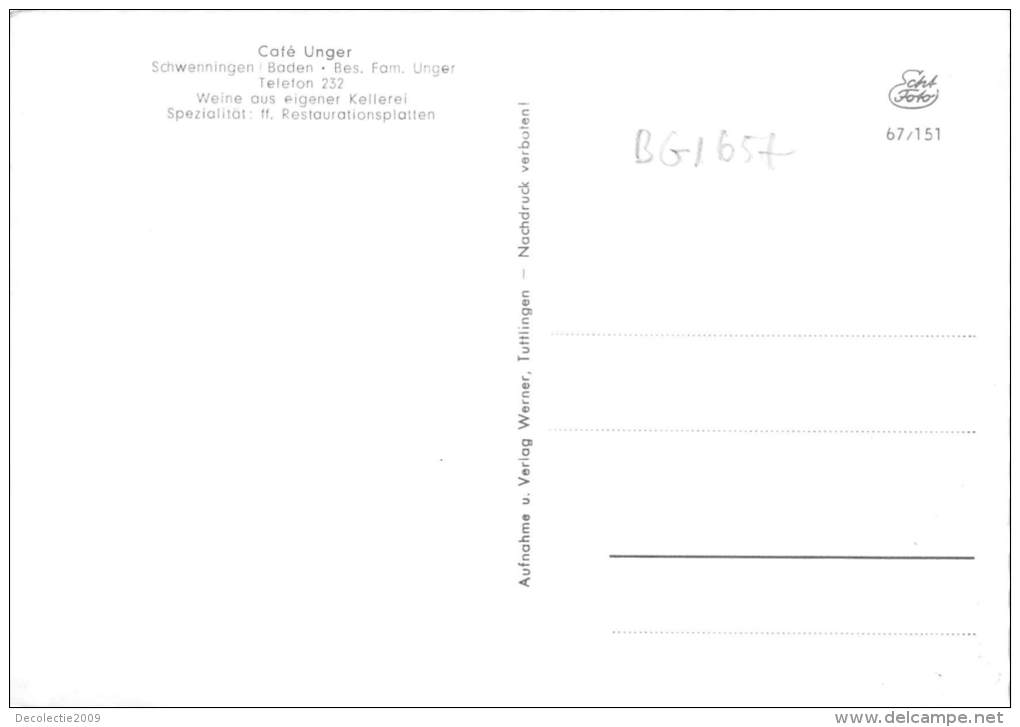 BG1657 Cafe Unger Schwenningen Baden Restaurant   CPSM 14x9.5cm  Germany - Villingen - Schwenningen