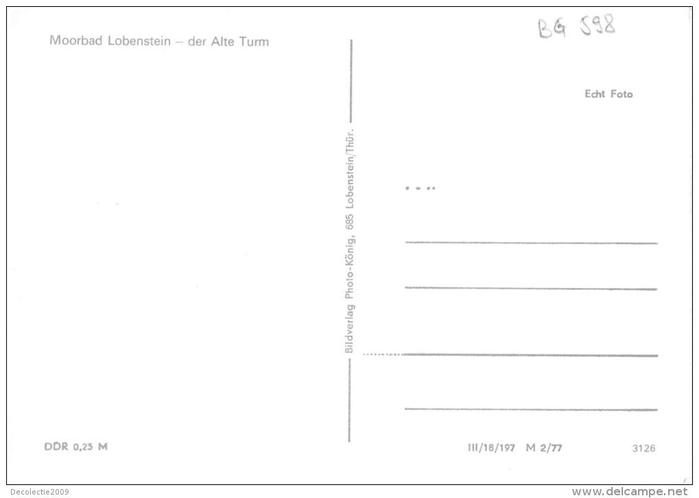 BG598 Moorbad Lobenstein Der Alte Turm   CPSM 14x9.5cm Germany - Lobenstein