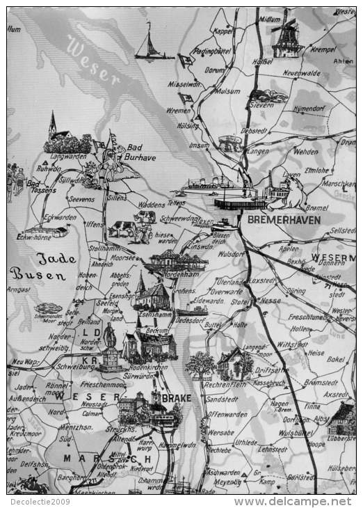 BG607 Biderkarte Bremerhaven Map Carte Geographique CPSM 14x9.5cm Germany - Bremerhaven