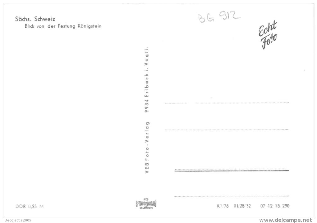 BG912 Sachs Schweiz Blick Von Der Festung Konigstein   CPSM 14x9.5cm Germany - Bastei (sächs. Schweiz)