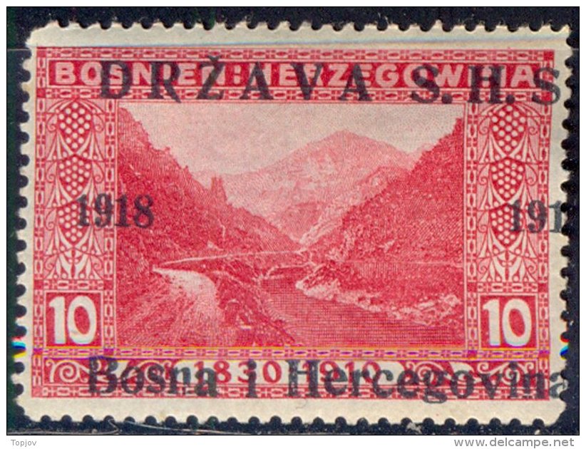 YUGOSLAVIA - JUGOSLAVIA - SHS BOSNIA & H. - ERROR OVPT.  " 191 "  - RIVER - *MLH - 1918 - Ongebruikt