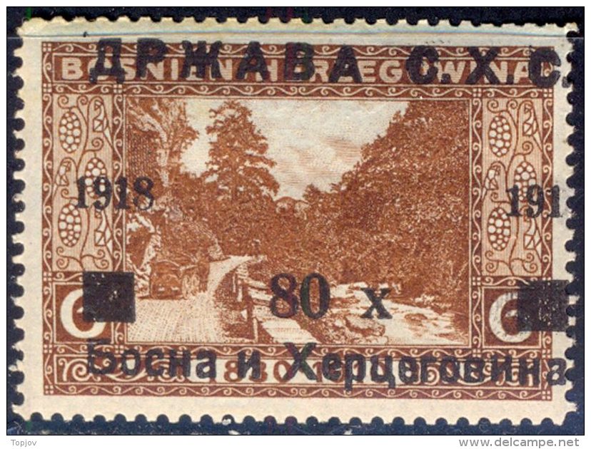 YUGOSLAVIA - JUGOSLAVIA - SHS BOSNIA & H. - ERROR OVPT.  " 191 "  - RIVER - *MLH - 1918 - Neufs