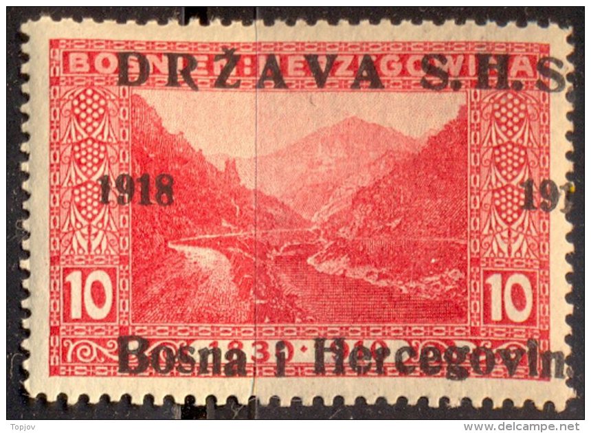 YUGOSLAVIA - JUGOSLAVIA - SHS BOSNIA & H. - ERROR OVPT.  " 191 "  - RIVER - **MNH - 1918 - Ungebraucht