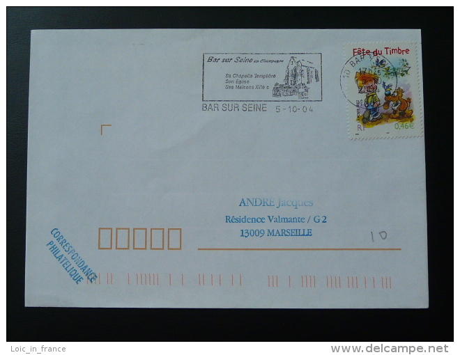 10 Aube Bar Sur Seine 2004 - Flamme Sur Lettre Postmark On Cover - Oblitérations Mécaniques (flammes)