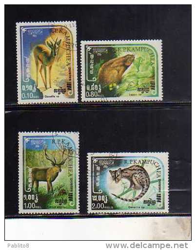 CAMBODIA KAMPUCHEA CAMBOGIA1984 FAUNA ANIMALS ANIMALI USED USATI OBLITERE' - Kampuchea