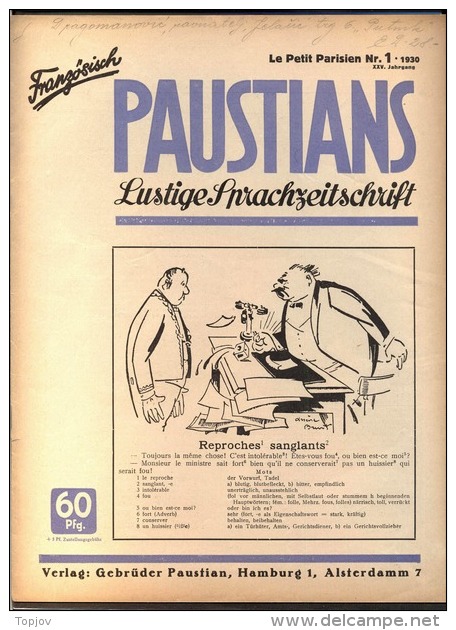 GERMANY - PAUSTIANS LUSTIGE SPRACHZEITSCHRIFT  FRANZOSISCH - LOT - HAMBURG - Other & Unclassified