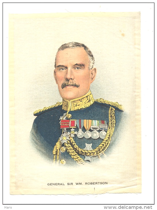 B.D.V. Cigarettes - Portrait Imprimé  Soie Ou Tissu Satiné ( 11 X 16 Cm)  -General Sir W ROBERTSON  - UK / GB - Autres & Non Classés