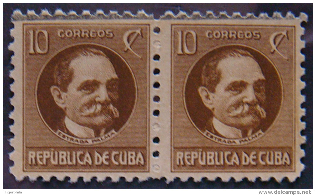 CUBA 1917 10c Tomas Estrada Palma USED PAIR - Oblitérés